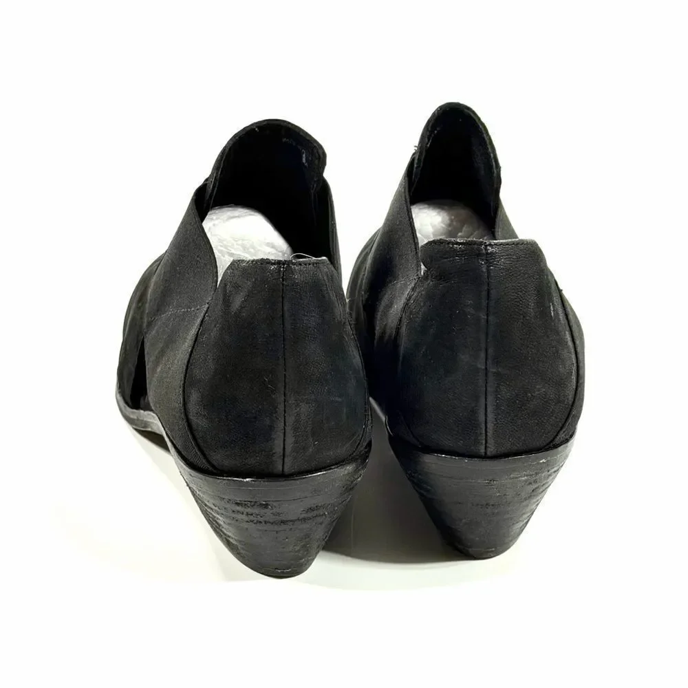 Eileen Fisher Black Suede Leather stretch bootie 7